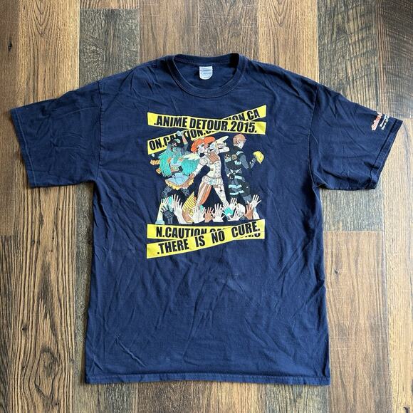 Gildan Other - Anime Detour 2015 T-Shirt XL Gildan Caution Tape Graphic MN Convention Tee